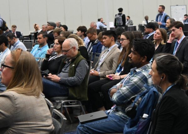 Conference attendees listening at the SIIM Annual Meeting focused on imaging informatics, medical imaging technology, and healthcare innovation.