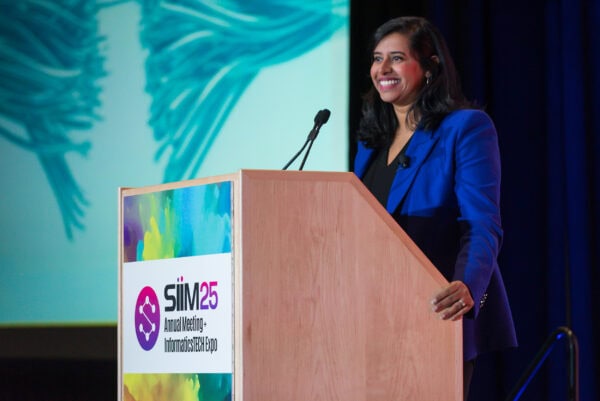Cutting-edge medical imaging technology presentation at SIIM Annual Meeting, showcasing innovations in informatics and healthcare IT for radiology professionals and medical informatics experts.