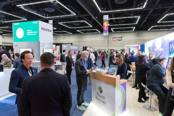 Fujifilm booth at SIIM Annual Meeting showcasing medical imaging and cloud-based healthcare solutions.