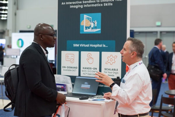 Advanced medical imaging technology showcased at SIIM Annual Meeting, focusing on AI-driven solutions, digital health innovations, and virtual hospital solutions for enhancing radiology and imaging informatics skills.